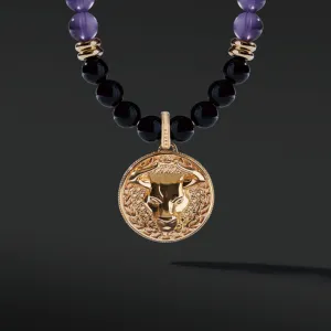 Gold Amethyst Beaded Pendant Necklace | Gold Pendants For Men