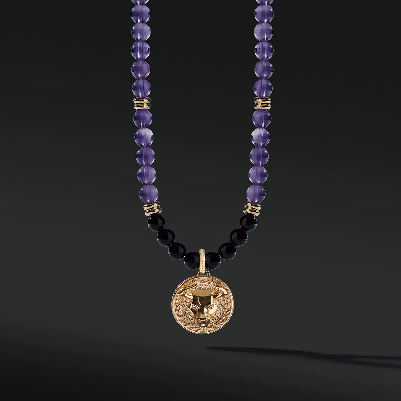 Gold Amethyst Beaded Pendant Necklace | Gold Pendants For Men