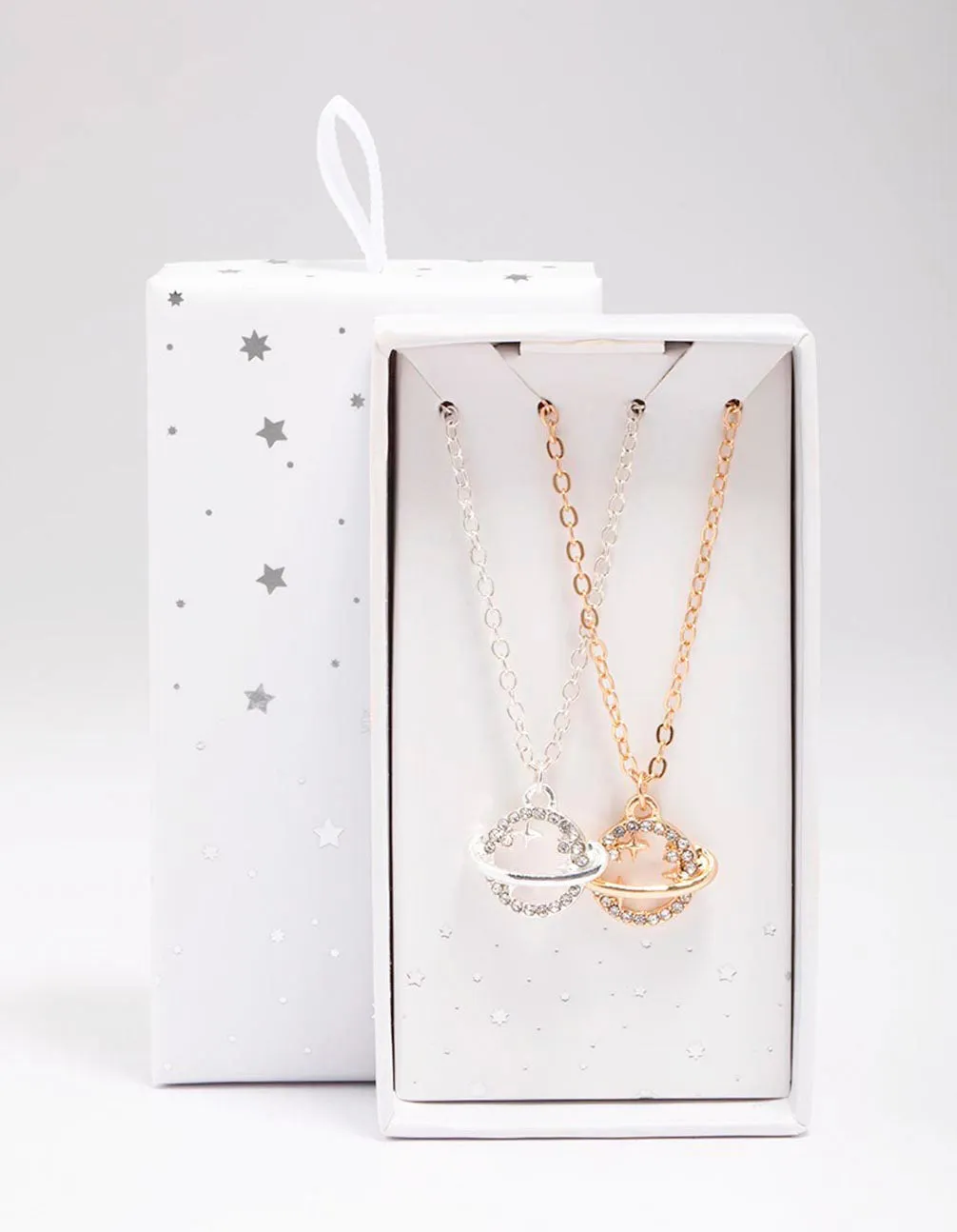 Gold & Silver Two-Tone Diamante Planet Necklace Pack