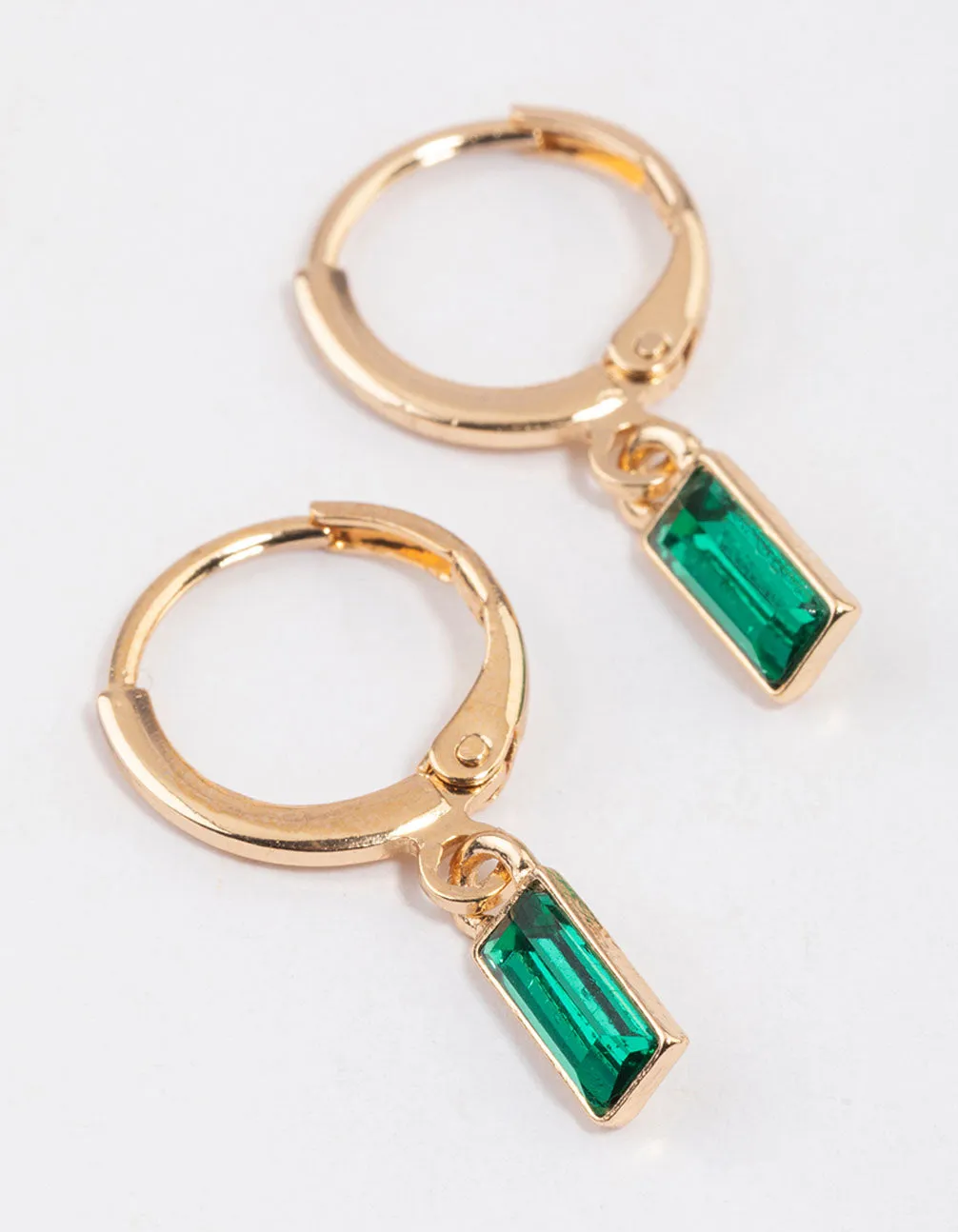 Gold Baguette Huggie Hoop Earrings & Polishing Set