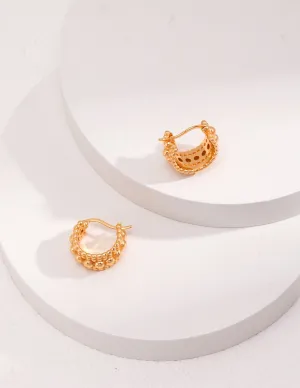 Gold Bead Huggie Hoops Earring