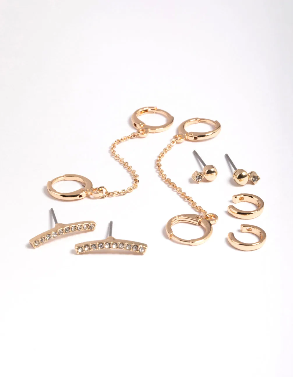 Gold Chain Huggie Hoop Earring 4-Pack