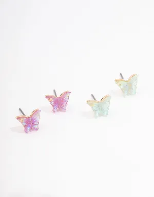 Gold Holographic Butterfly Earring Pack