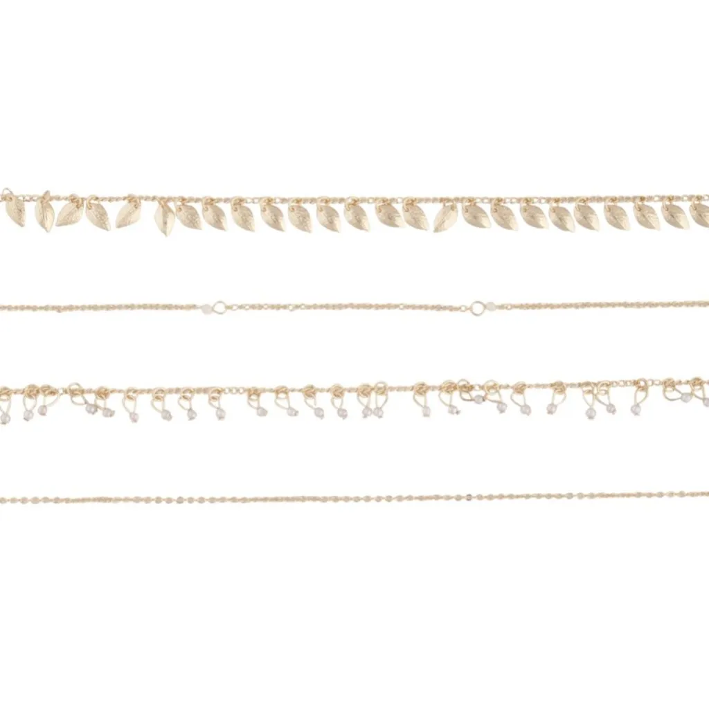 Gold Leaf Jingle Anklet 4-Pack