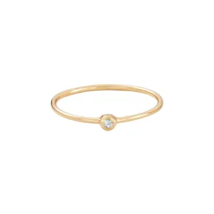 Gold Small Sparkling White Topaz Stacking Ring