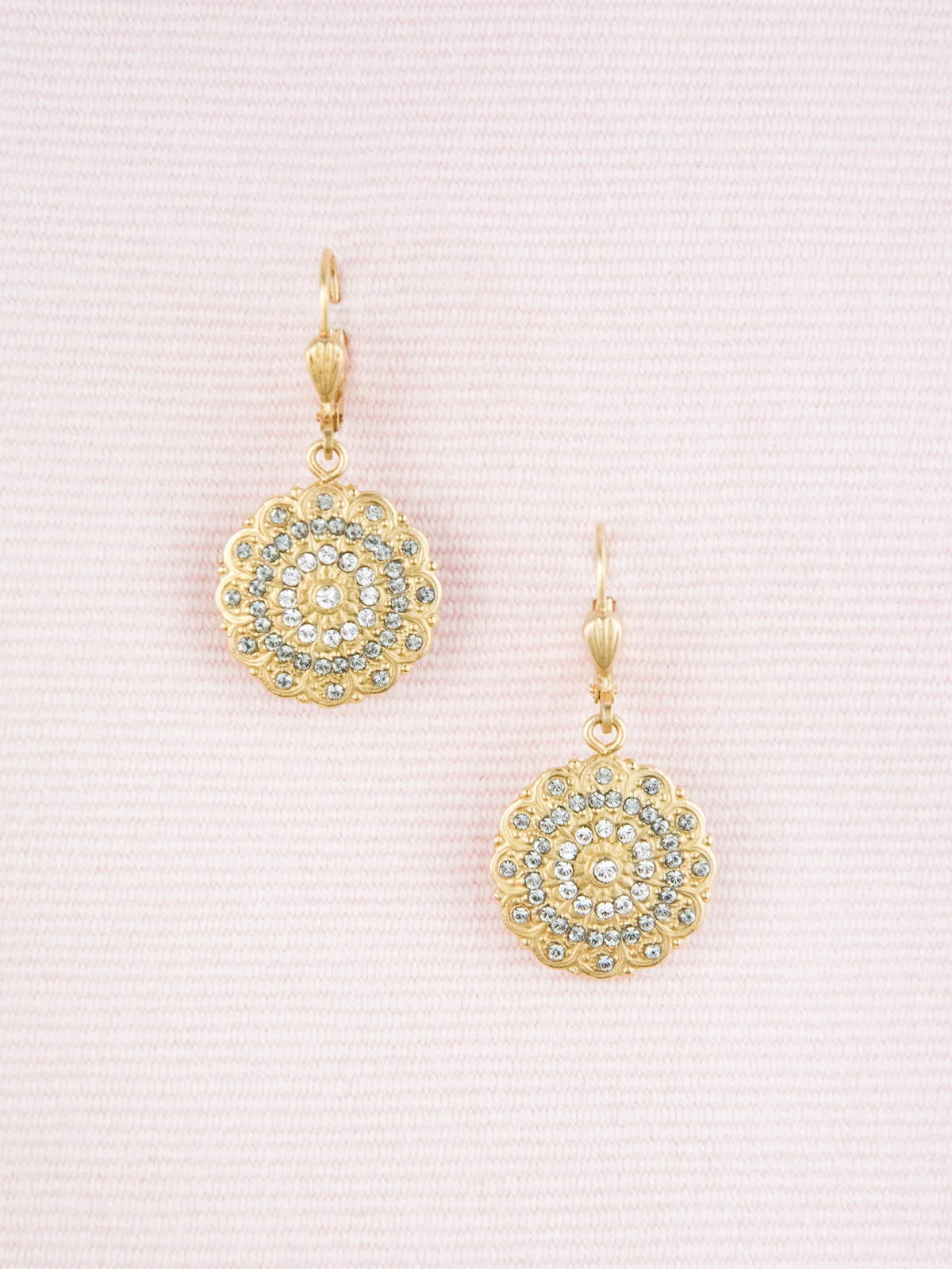 Golden Crystal Medallion Earrings