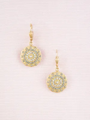 Golden Crystal Medallion Earrings