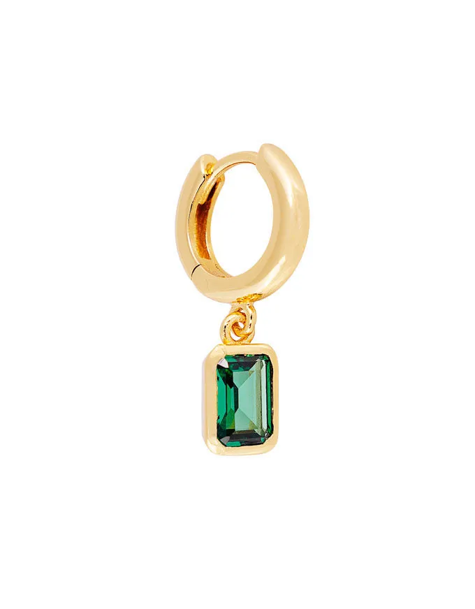 Green Crystal Deco Hoops Gold