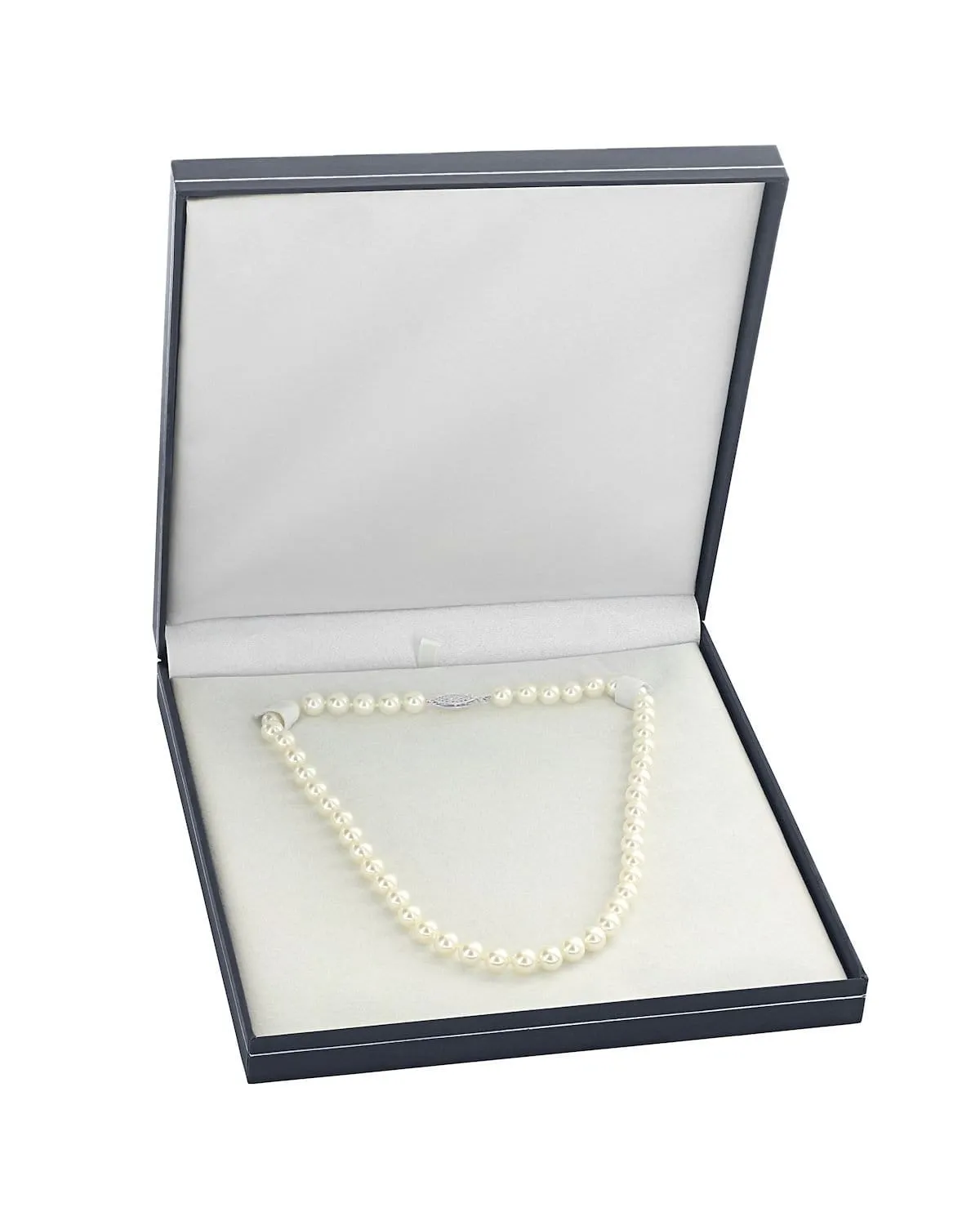 Hanadama Japanese White Akoya Pearl Necklace, 6.0-6.5mm