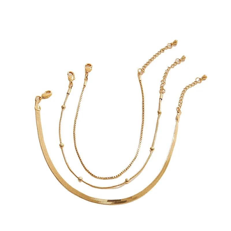 Hip-Hop Three-Layer Gold Plated Snake Chain Bracelet for Women