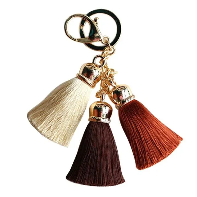 Hot selling Colorful Key Chain Bag AccessoriesIce Silk Tassel Pompom Car Keychain Handbag Key Ring