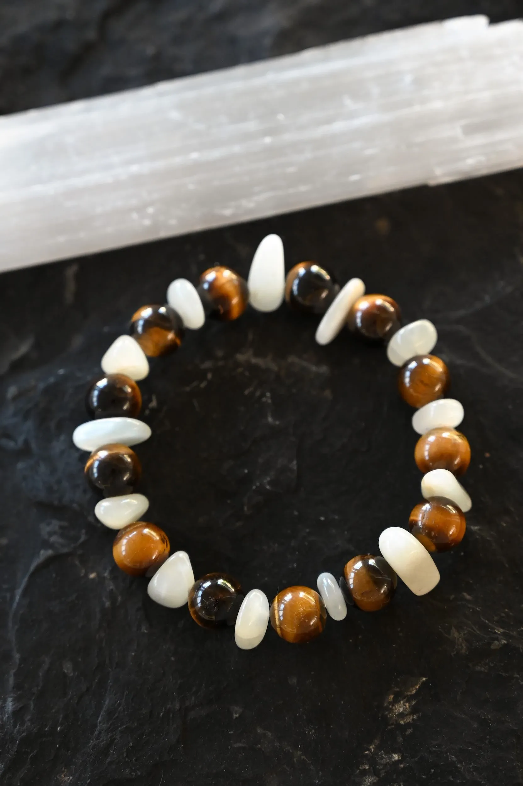 Inner Wisdom Moonstone & Tigers Eye Bracelet