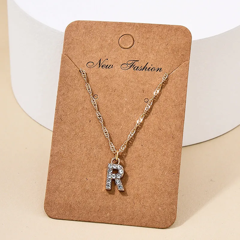 Japan-Korea Fusion 26-Letter Pendant Necklace with Metal Chain