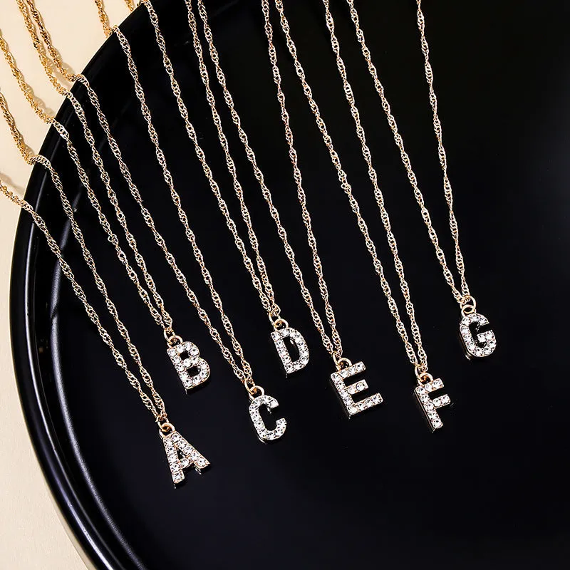 Japan-Korea Fusion 26-Letter Pendant Necklace with Metal Chain