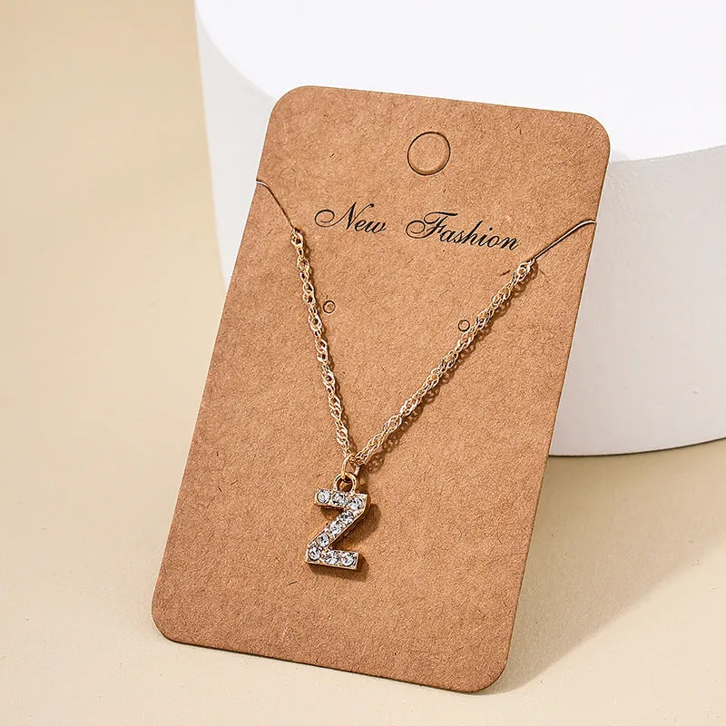 Japan-Korea Fusion 26-Letter Pendant Necklace with Metal Chain