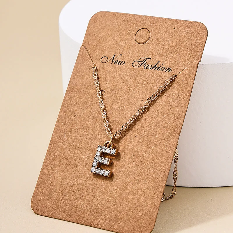 Japan-Korea Fusion 26-Letter Pendant Necklace with Metal Chain