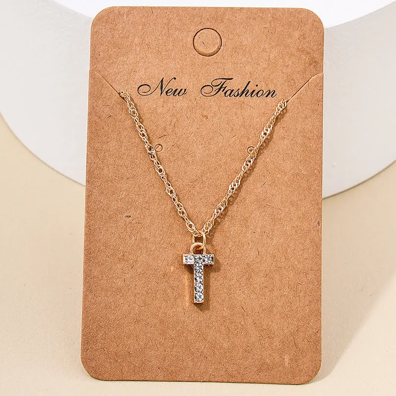 Japan-Korea Fusion 26-Letter Pendant Necklace with Metal Chain