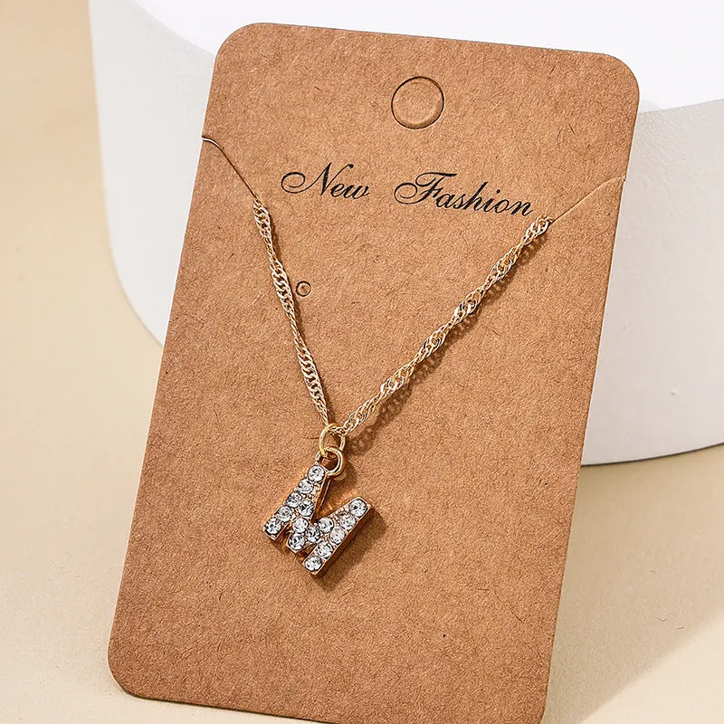 Japan-Korea Fusion 26-Letter Pendant Necklace with Metal Chain