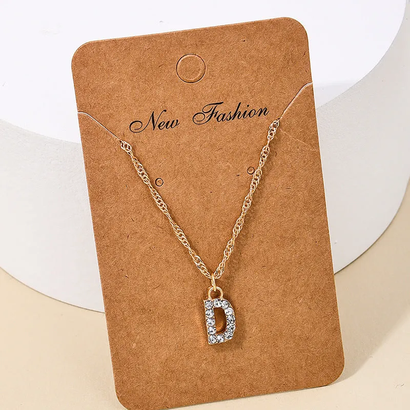 Japan-Korea Fusion 26-Letter Pendant Necklace with Metal Chain