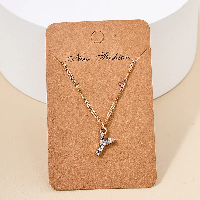 Japan-Korea Fusion 26-Letter Pendant Necklace with Metal Chain