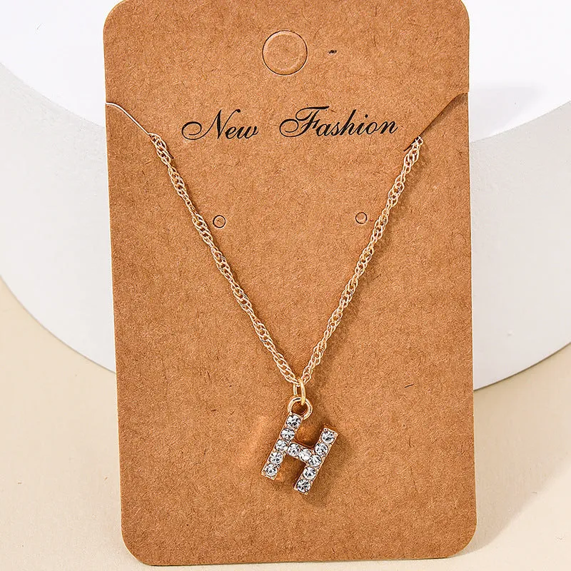 Japan-Korea Fusion 26-Letter Pendant Necklace with Metal Chain