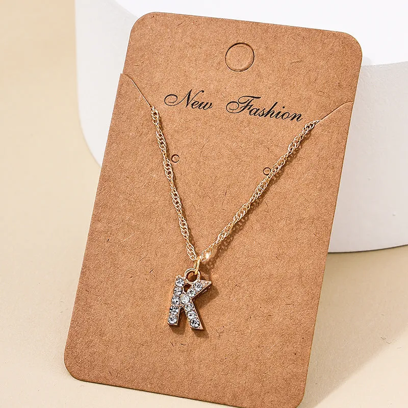 Japan-Korea Fusion 26-Letter Pendant Necklace with Metal Chain