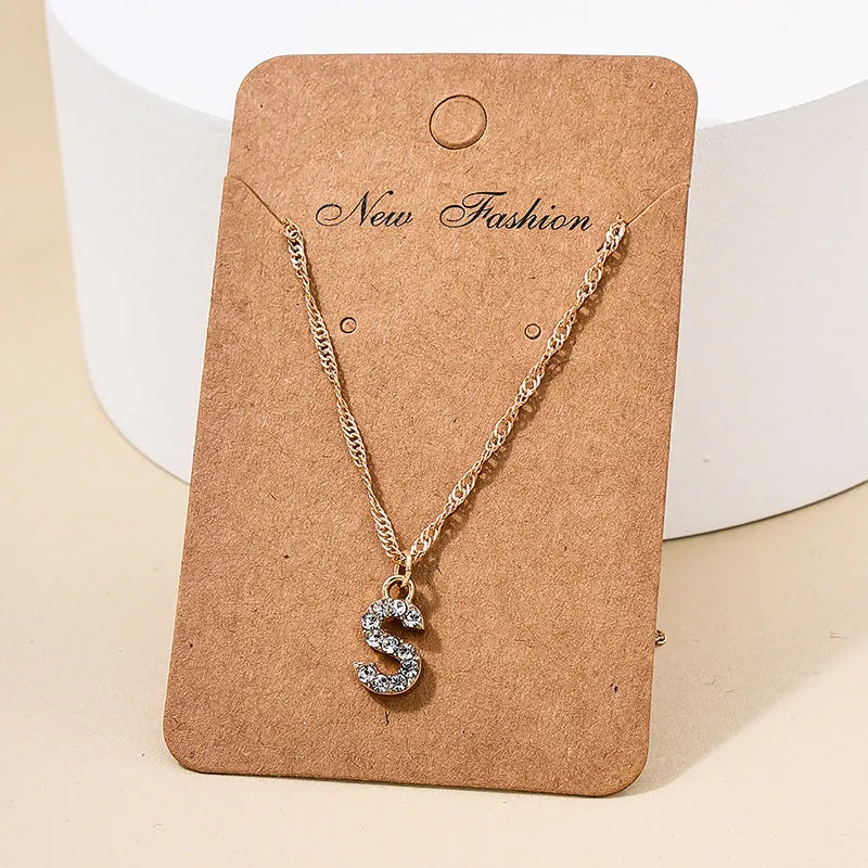 Japan-Korea Fusion 26-Letter Pendant Necklace with Metal Chain