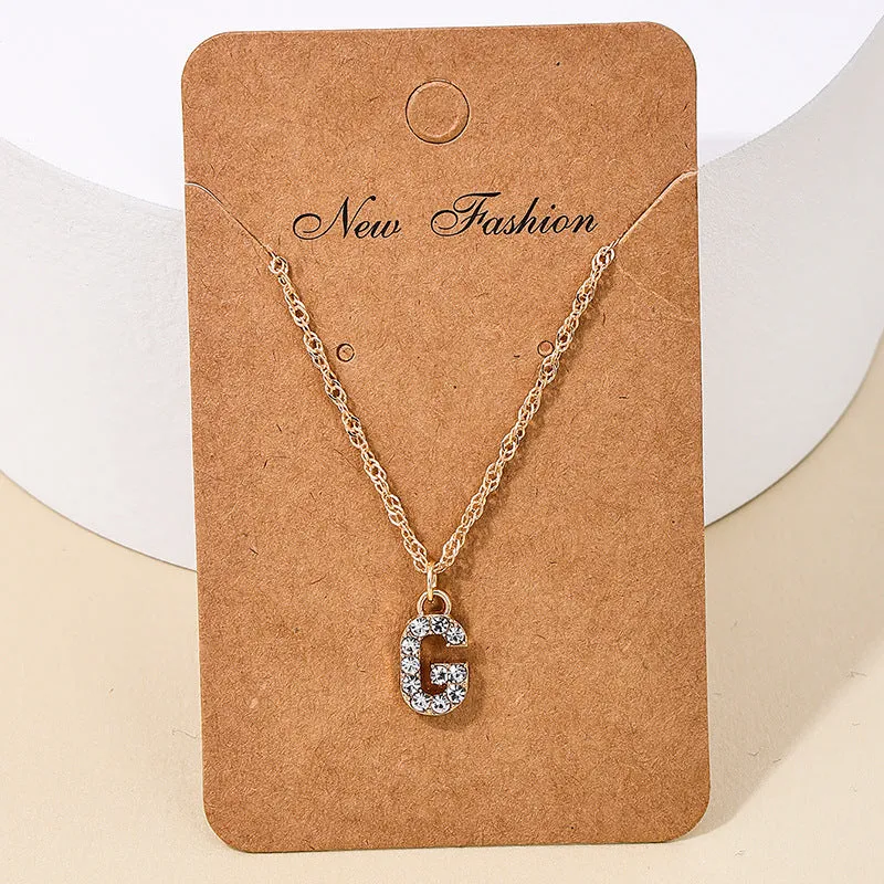 Japan-Korea Fusion 26-Letter Pendant Necklace with Metal Chain