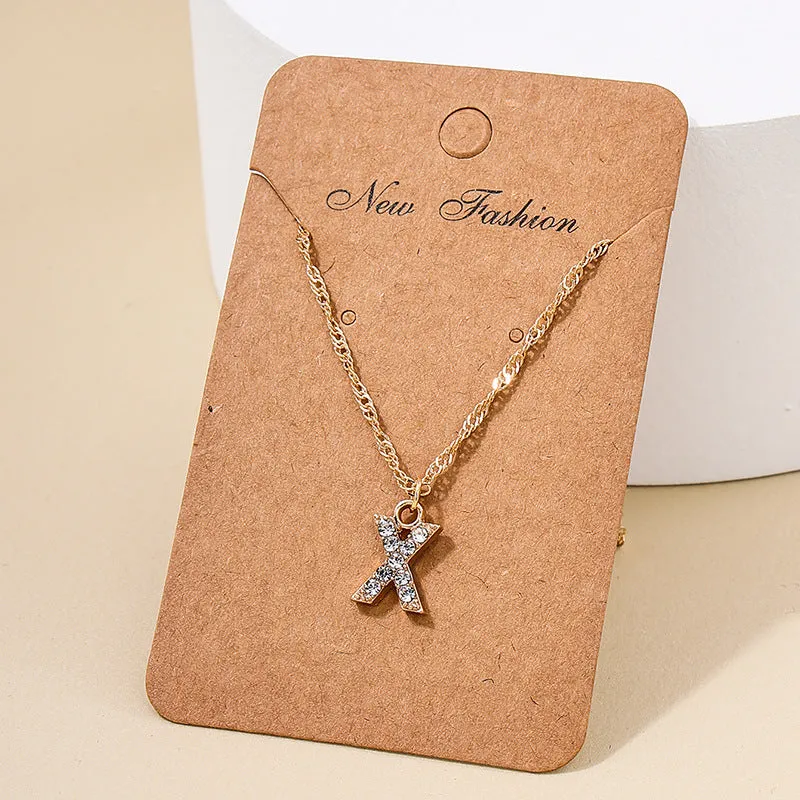 Japan-Korea Fusion 26-Letter Pendant Necklace with Metal Chain