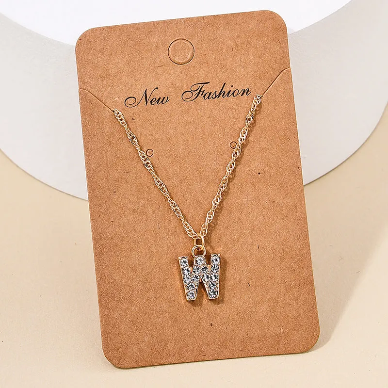 Japan-Korea Fusion 26-Letter Pendant Necklace with Metal Chain