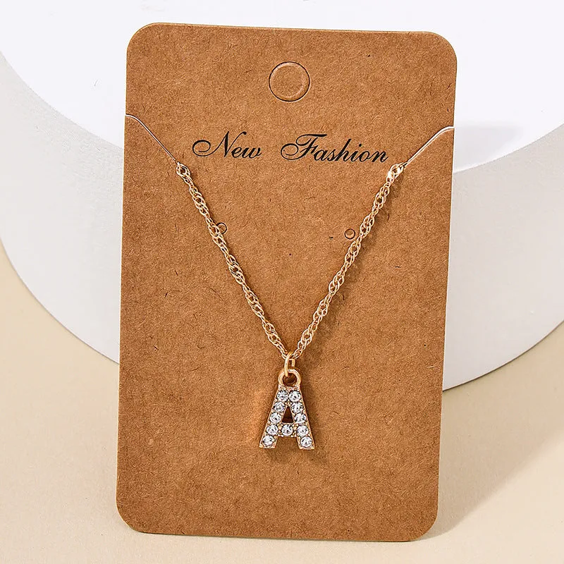 Japan-Korea Fusion 26-Letter Pendant Necklace with Metal Chain