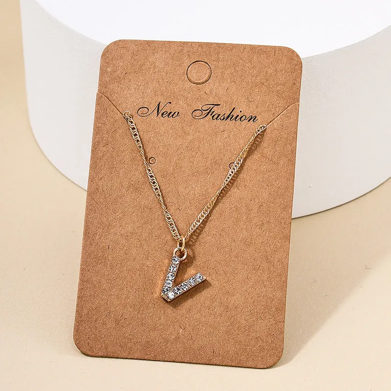 Japan-Korea Fusion 26-Letter Pendant Necklace with Metal Chain