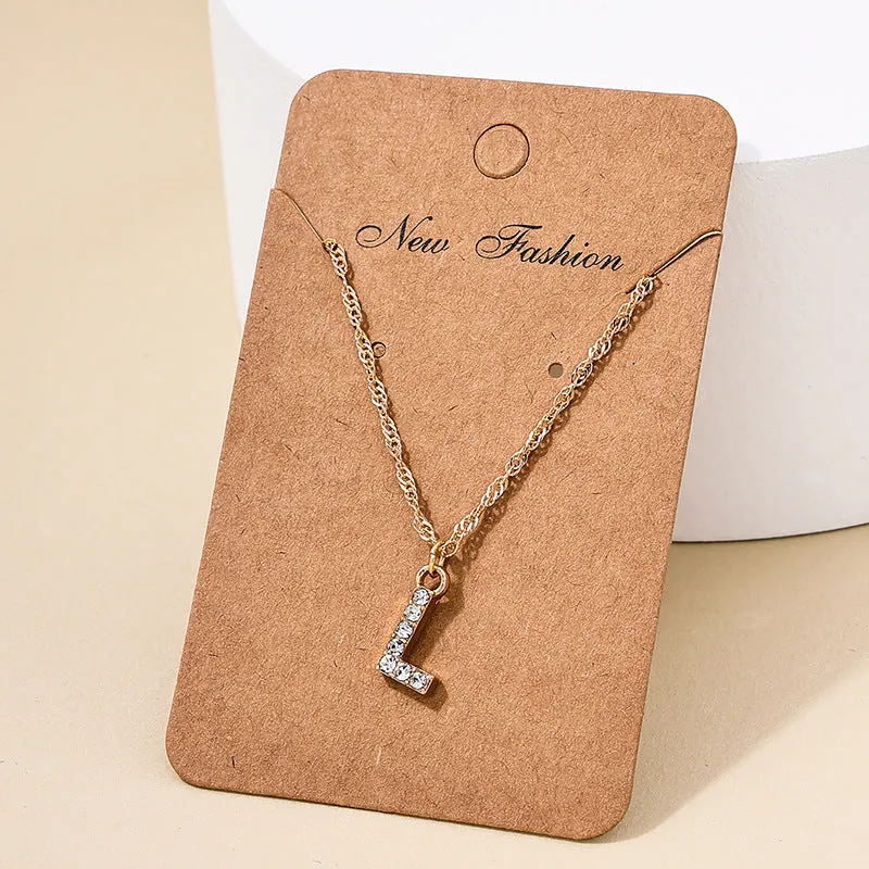 Japan-Korea Fusion 26-Letter Pendant Necklace with Metal Chain