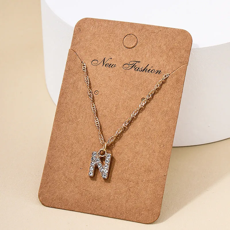 Japan-Korea Fusion 26-Letter Pendant Necklace with Metal Chain