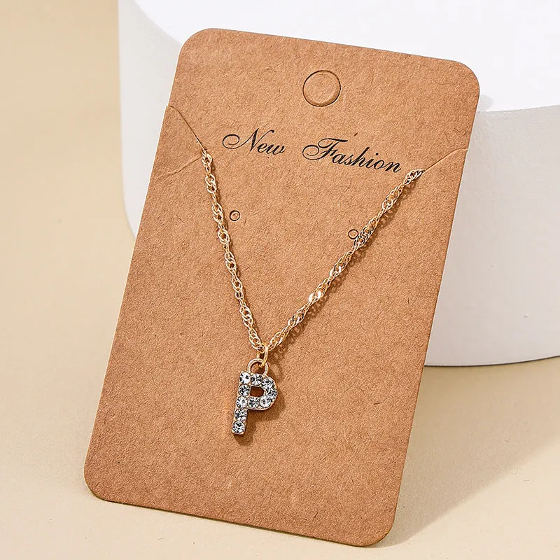 Japan-Korea Fusion 26-Letter Pendant Necklace with Metal Chain