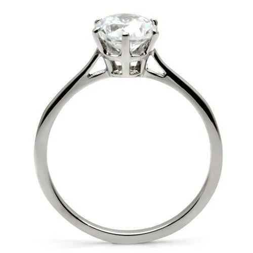 Jewellery Kingdom Cubic Zirconia Stainless Steel Ladies Solitaire Engagement Ring