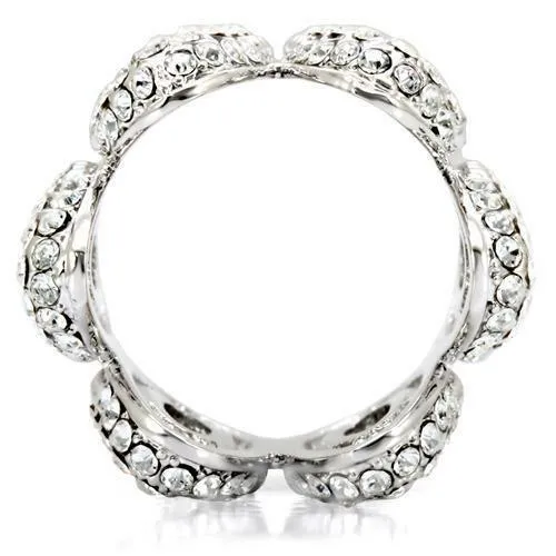 Jewellery Kingdom Ladies Cocktail Full Eternity Oval Rhodium Cz Statement Pave Ring (Silver)