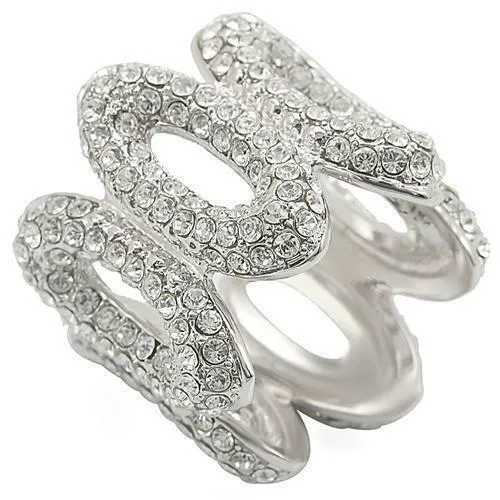 Jewellery Kingdom Ladies Cocktail Full Eternity Oval Rhodium Cz Statement Pave Ring (Silver)