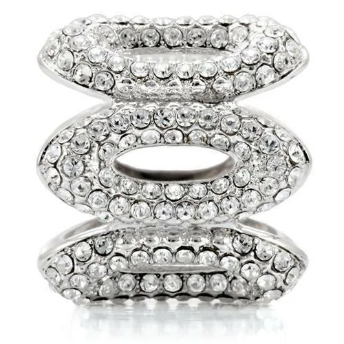 Jewellery Kingdom Ladies Cocktail Full Eternity Oval Rhodium Cz Statement Pave Ring (Silver)