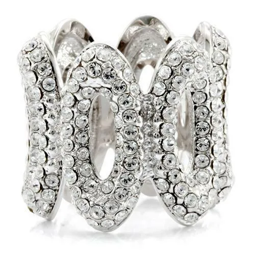 Jewellery Kingdom Ladies Cocktail Full Eternity Oval Rhodium Cz Statement Pave Ring (Silver)