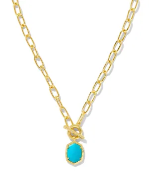 Kendra Scott Daphne Gold Chain Necklace in Variegated Turquoise Magnesite