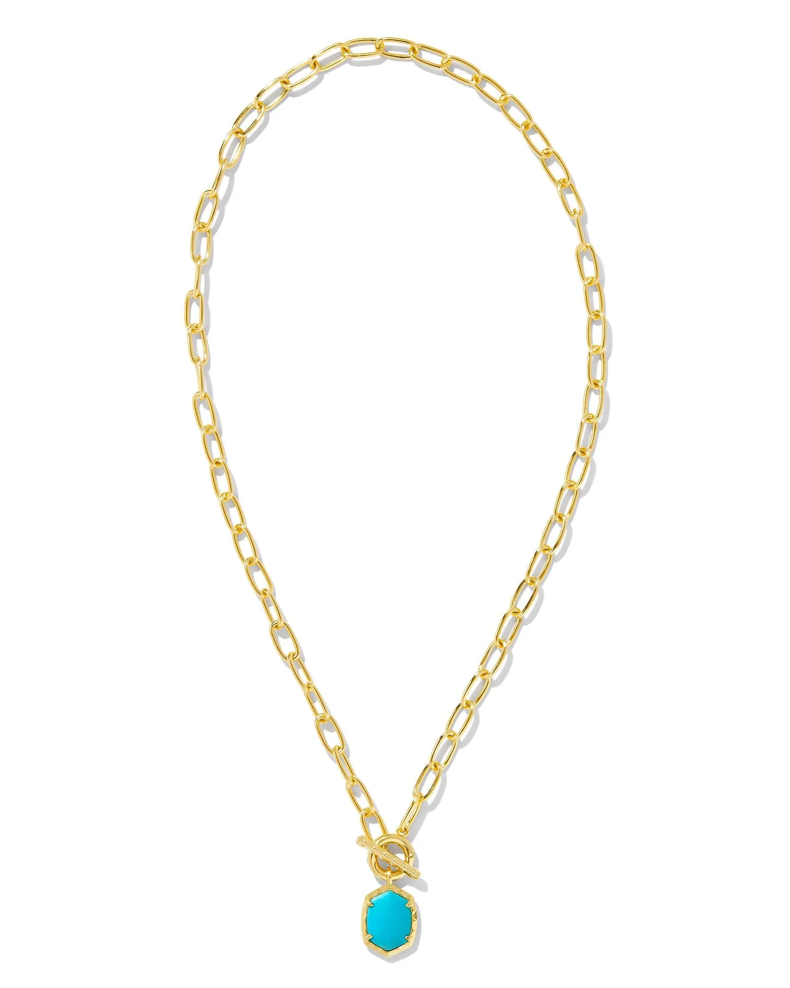 Kendra Scott Daphne Gold Chain Necklace in Variegated Turquoise Magnesite