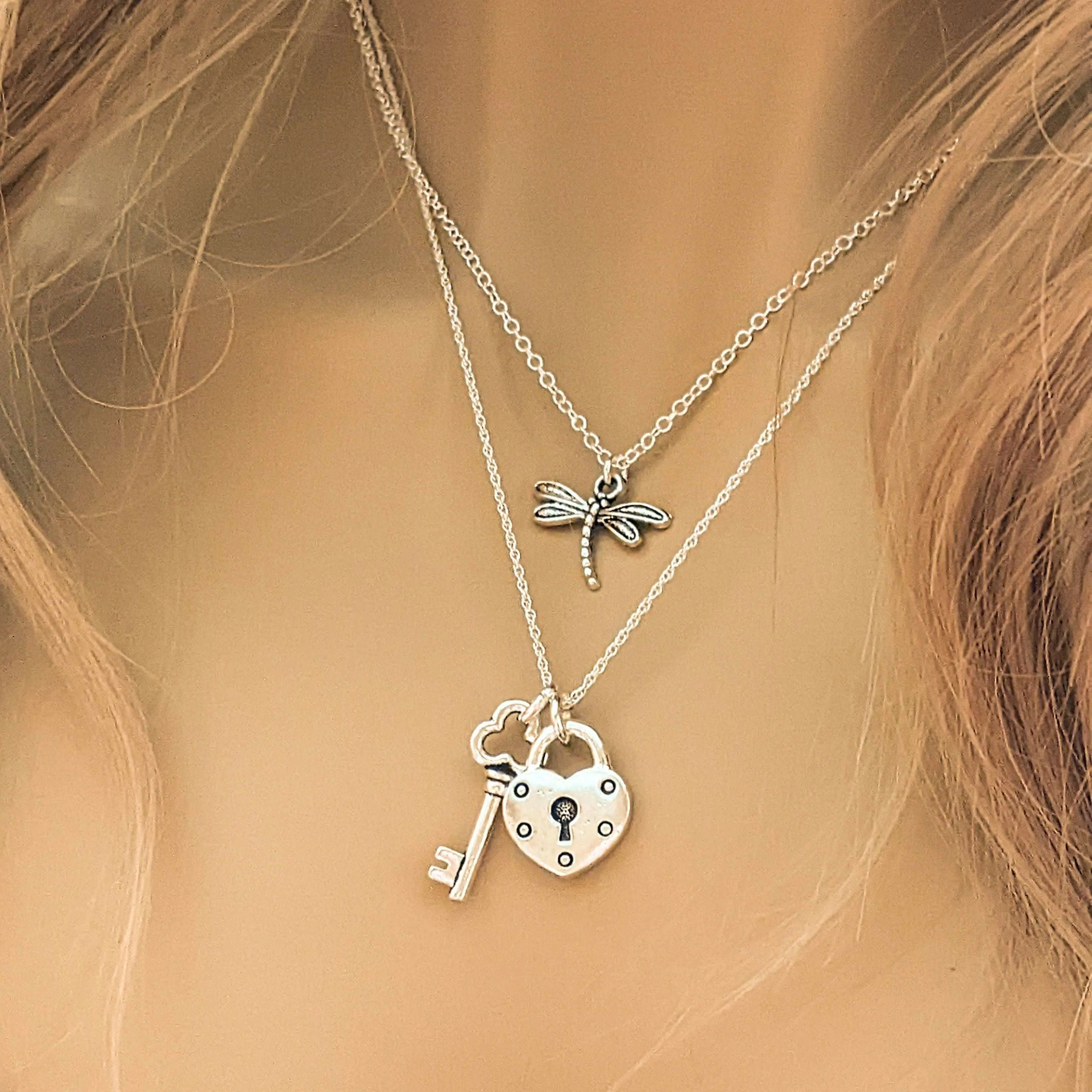 Key to my Heart Lock Layered Necklace Set