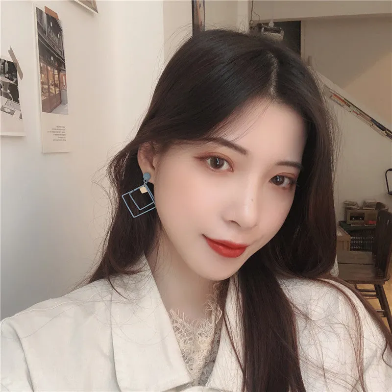 Korean Temperament Simple Geometric Square Earrings