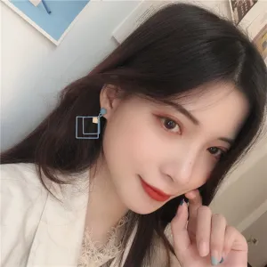 Korean Temperament Simple Geometric Square Earrings