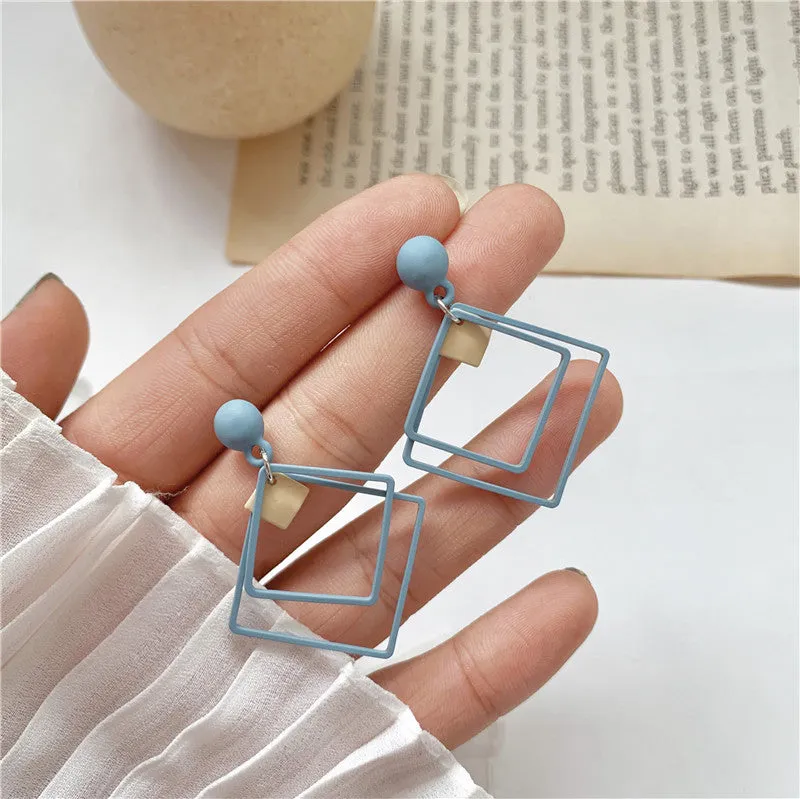 Korean Temperament Simple Geometric Square Earrings