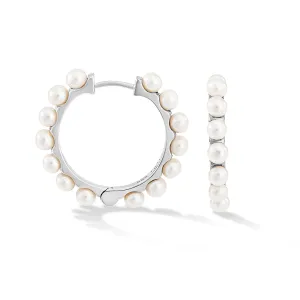 Large Timeless Pearl Huggie Hoops