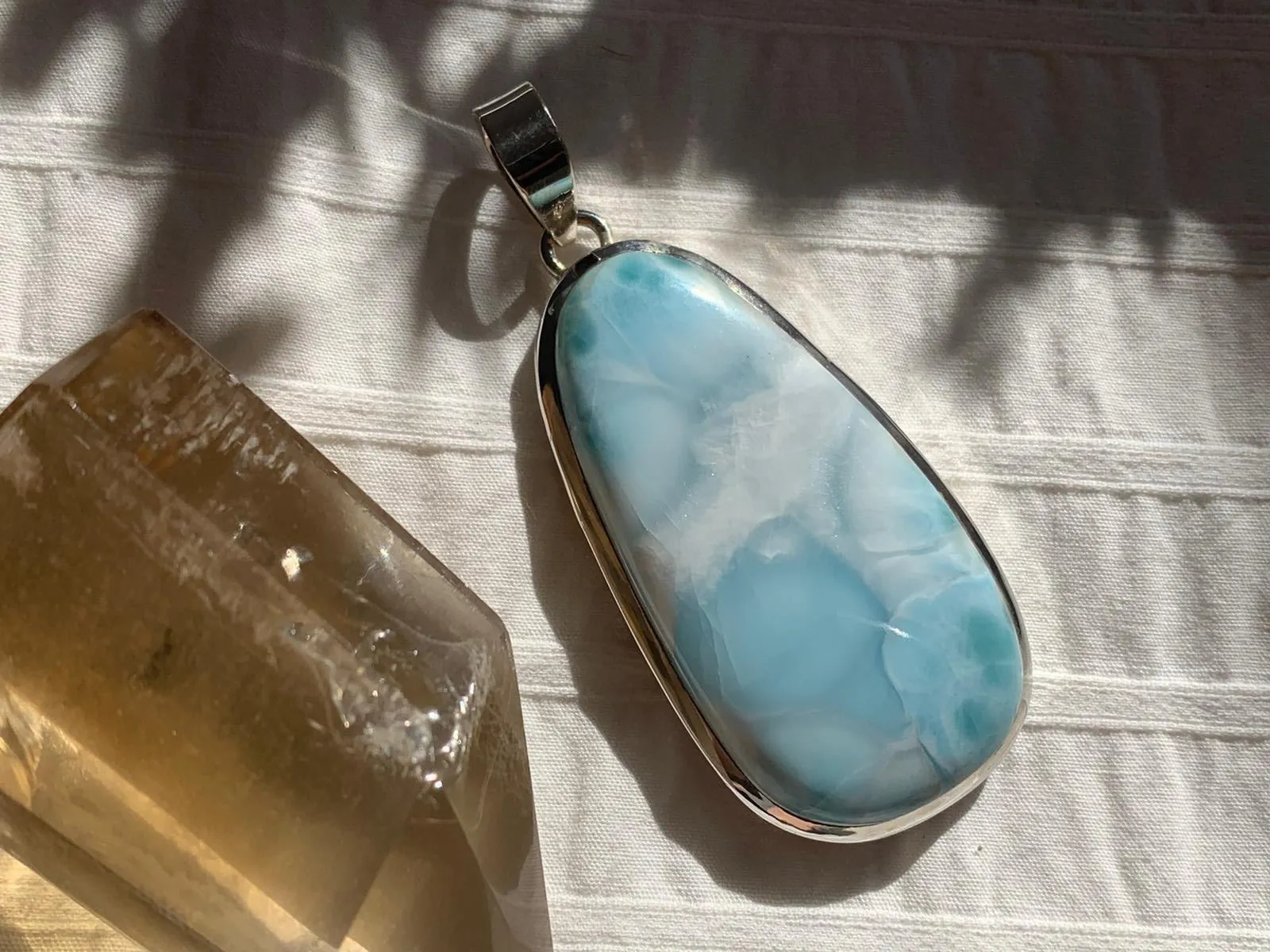 Larimar Naevia Pendant - XLong Freeform