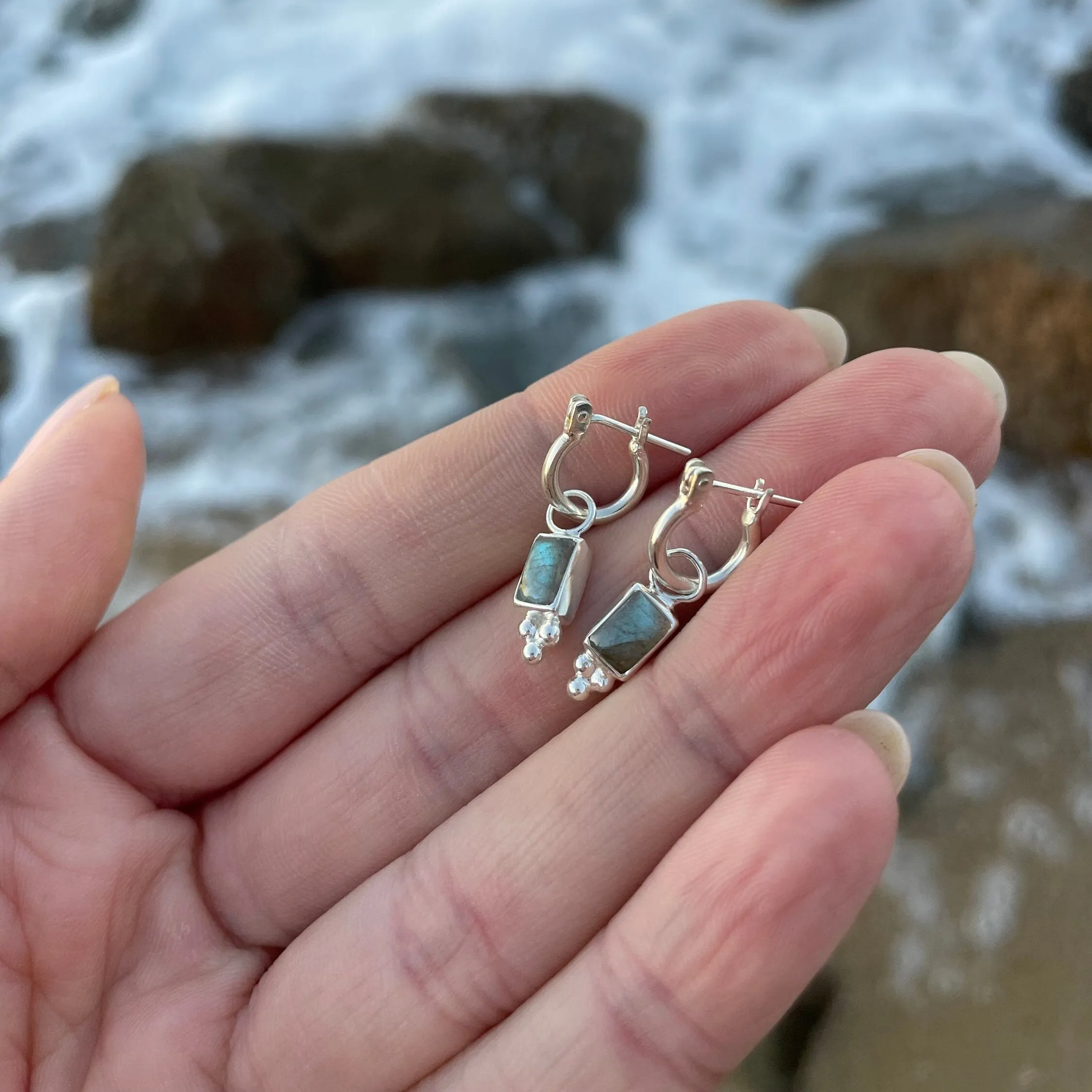 Lia Silver Labradorite Mini Hoop Earrings