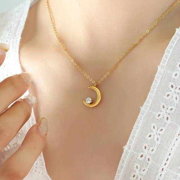 Lunala's Glimmer Gold Zirconia Necklace